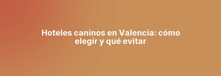 Hoteles caninos en Valencia: cómo elegir y qué evitar
